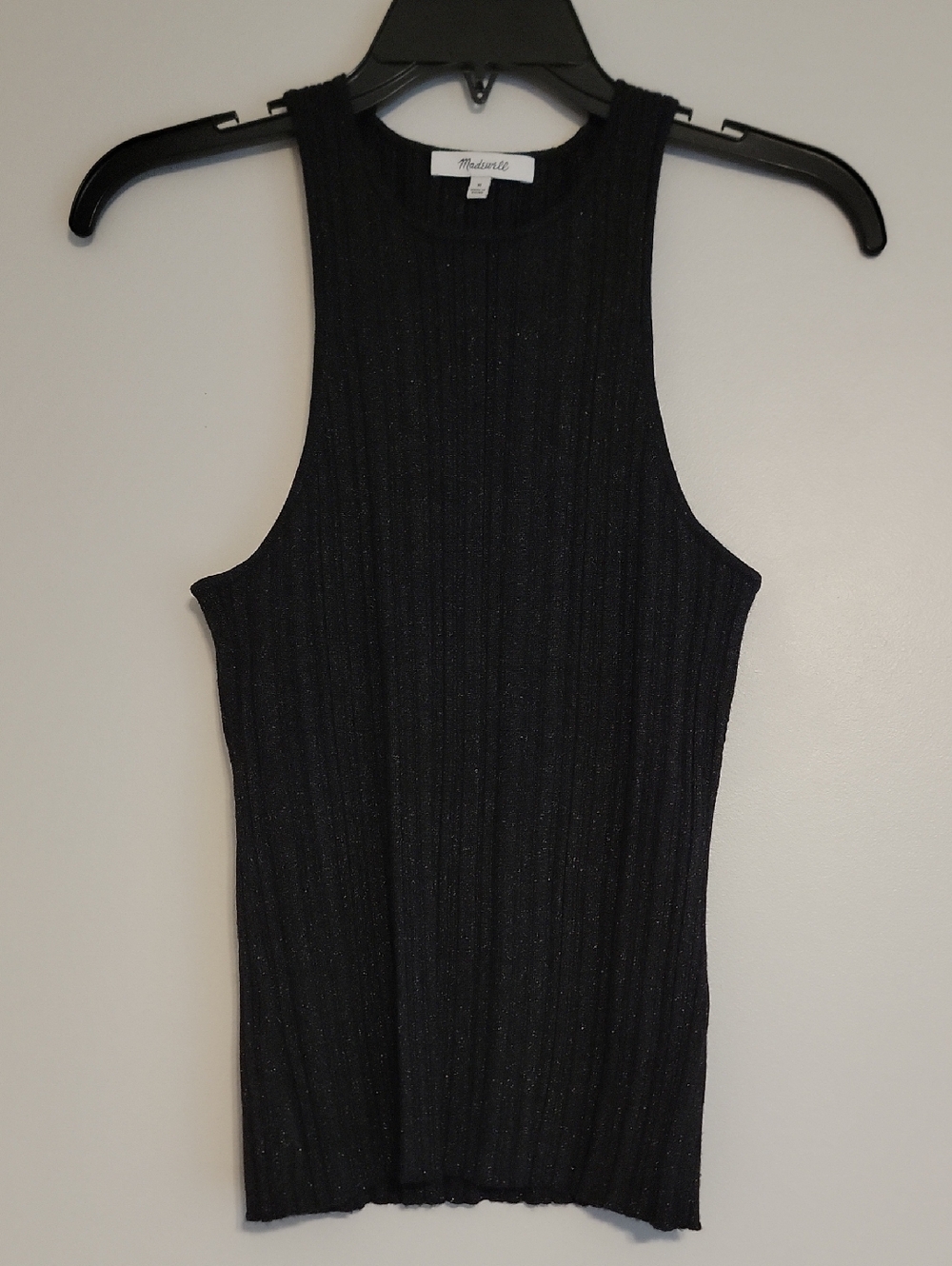 Madewell Ribbed Black Metallic Sleeveless Tank Top M